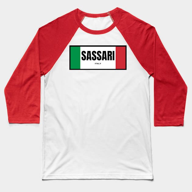 Sassari City in Italian Flag Colors Baseball T-Shirt by aybe7elf